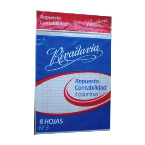 Repuesto Contabilidad Rivadavia 3 Columnas 8 Hojas
