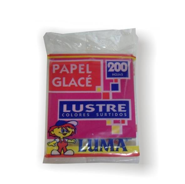 Papel Glase Lustre 10X10Cm. Taco X 200 Hojas