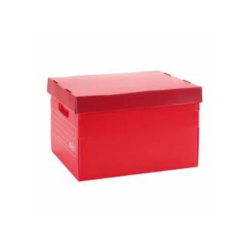 Caja Archivo Plastica Con Tapa 45x35x25 Rojo