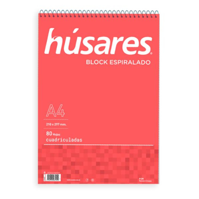Block Husares Espiral A4 Cuadriculado