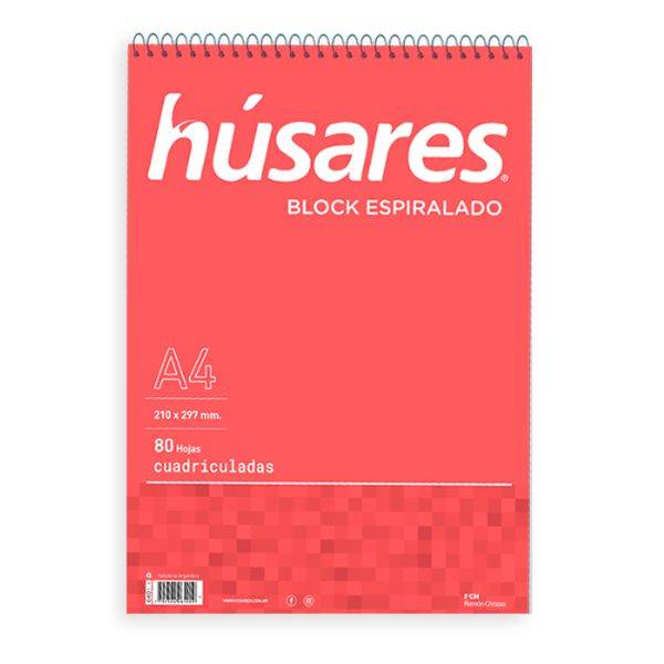 Block Husares Espiral A4 Cuadriculado